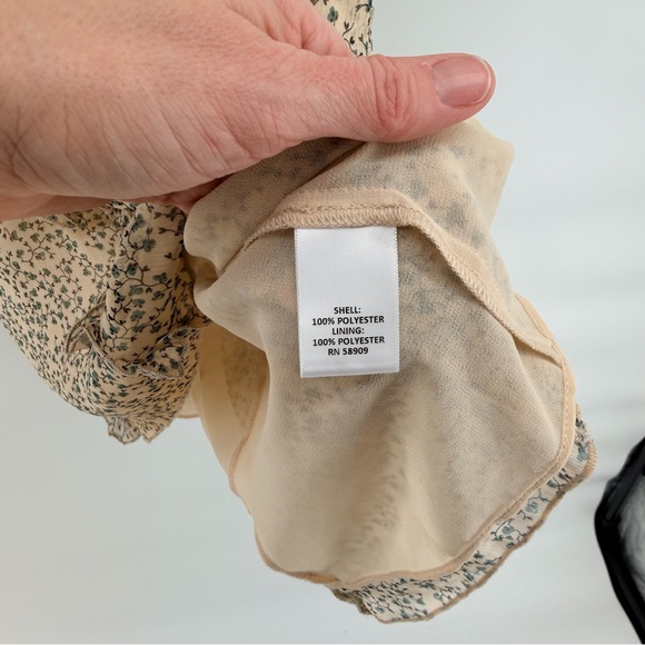 Chelsea & Violet Cream and green ruffle floral Patterned Blouse - Picture 3 of 5